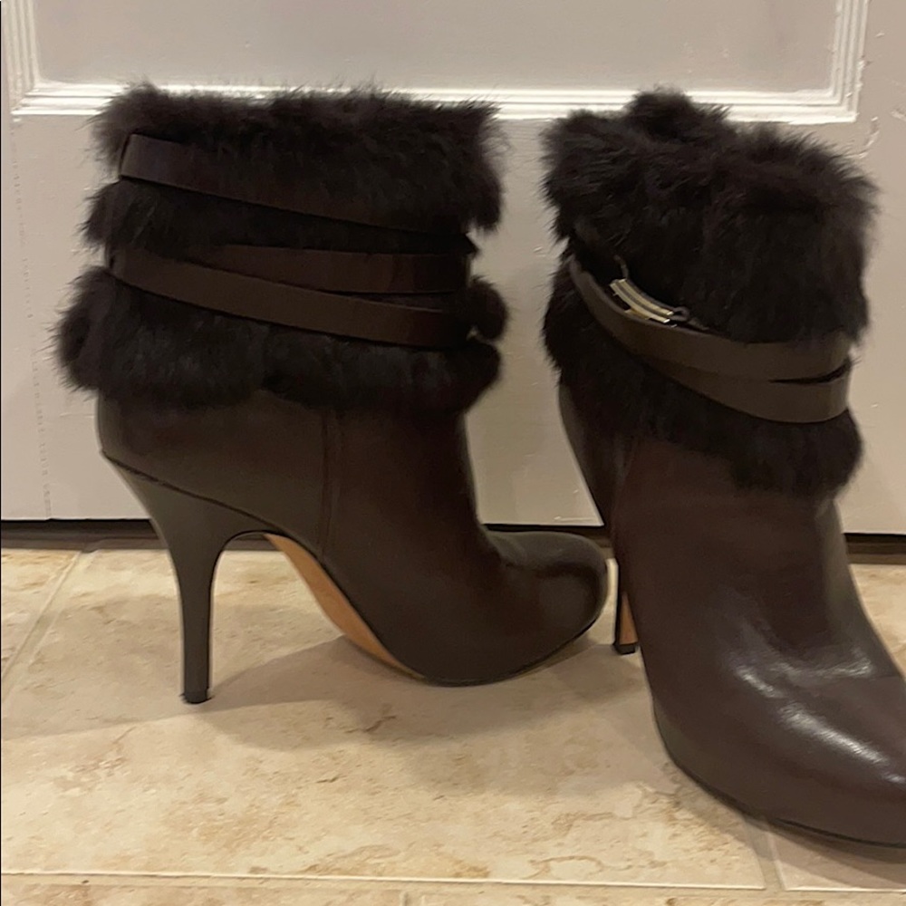 Coach Brown Fur and Leather Boots